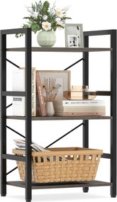 Estante metálica compacta 42 x 28 x 71 cm de 3 níveis com prateleiras abertas e proteção anti-tombamento para sala de estar, escritório ou estúdio, em