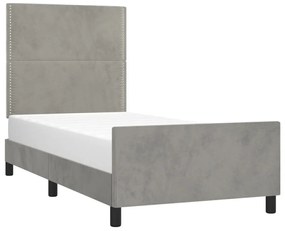 Estrutura de cama sem colchão 90x200 cm veludo cinzento-claro