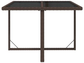 Mesa de jardim 109x107x74 cm vime PE e vidro castanho
