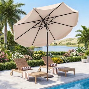 Guarda-Sol de Jardim 270 cm (BASE NÃO INCLUIDA) , Inclinação Bidirecional de 30°, Bege