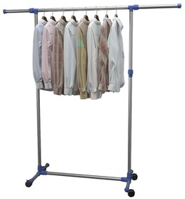 Suporte roupas ajustável aço inoxidável 165x44x150 cm prateado