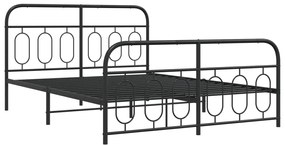 Estrutura de cama com cabeceira e pés 150x200 cm metal preto