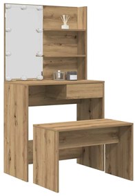 Conjunto penteadeiracom LED deriv. madeira carvalho artisiano