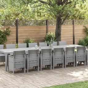 Conjunto de Jantar para Jardim vidaXL 15 Peças Cinza Claro Polyrattan