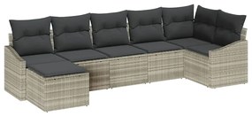 Sofá de Jardim Modular 7 Peças da com Almofadas Cinza Claro em Rattan