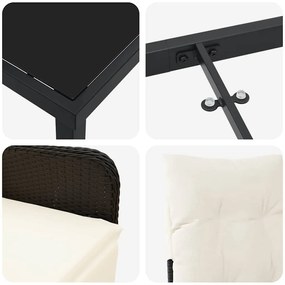 Conjunto de Jantar de Jardim 5 Peças com Almofadas, Rattan Sintético P