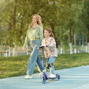 Trotinete infantil para crianças dos 3 aos 8 anos, trotinete dobrável de 2 rodas com rodas LED luminosas, 4 posições de regulação de altura, azul