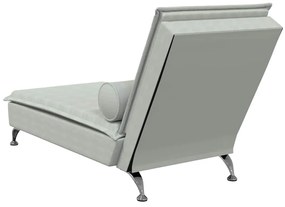 Chaise lounge de massagem com rolo veludo cinzento-claro