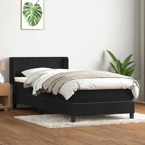 vidaXL Cama com molas/colchão preto 80x210 cm veludo