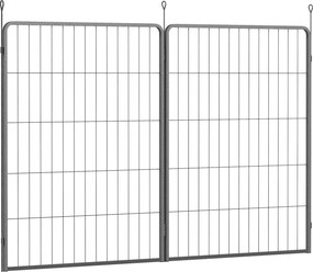 PawHut Conjunto de 2 Extensões para Cercado de Filhotes, Painéis de Cerca para Cães, Parque para Pets, Cerca para Filhotes em Aço, Cinza | Aosom Portugal