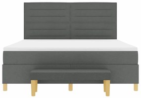 Cama Box com Colchão e Banco Cinza Escuro 180x200 cm Tecido