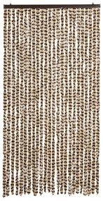 Cortina anti-insetos 100x230 cm chenille bege e castanho