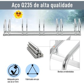 Suporte de estacionamento para 5 Bicicletas com Aço Prateado suporte de chão