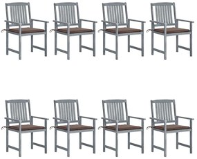Cadeiras de jardim c/ almofadões 8 pcs acácia maciça cinzento