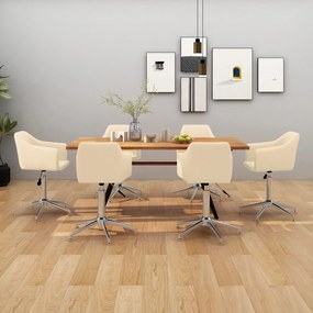 vidaXL Cadeiras de jantar giratórias 6 pcs tecido cor creme