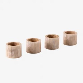 Pack De 4 Porta-guardanapos Em Madeira De Manga E Madrepérola Anmon Crema Linho - Sklum
