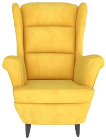 Poltrona em veludo amarelo mostarda