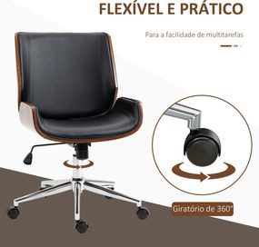 Cadeira de Escritório Operativa Giratória em PU com Altura Ajustável Função Inclinação 51x65,5x82-92cm Preto