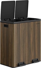 Caixote do lixo 59 x 36,5 x 65,2 cm com 2 compartimentos e 15 sacos de lixo Softclose em castanho