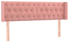 Cabeceira de cama c/ luzes LED veludo 163x16x78/88 cm rosa