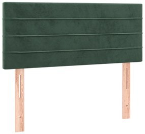 Cama com molas/colchão 100x200 cm veludo verde-escuro