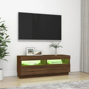 Móvel de TV com luzes LED 100x35x40 cm cor carvalho castanho