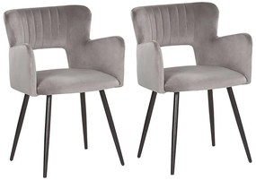 Conjunto de 2 cadeiras de jantar em veludo cinzento SANILAC Beliani
