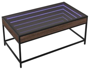 Mesa de centro luzes LED Infinity 90x50x41 cm carvalho castanho