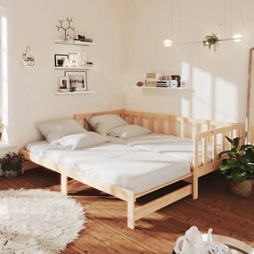 vidaXL Sofá-cama de puxar 2x(90x200) cm madeira de pinho maciça