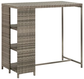 3 pcs conjunto de bar p/ jardim c/ almofadões vime PE cinzento