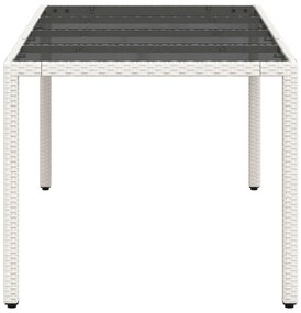Mesa de jardim com tampo de vidro 190x90x75 cm vime PE branco