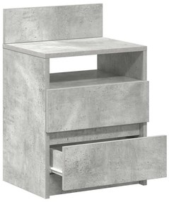Mesa de cabeceira com 2 gavetas 40x33x60 cm cinzento cimento