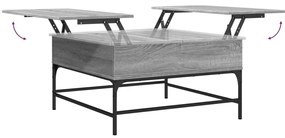 Mesa de centro 80x80x45cm deriv. madeira/metal cinzento sonoma