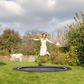 Trampolim redondo desportivo InTerra ao nível do solo ø366 cm - preto