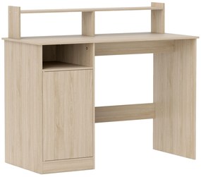 HOMCOM Secretária Moderna com Prateleiras e Suporte para Monitor Mesa de Estudo 108x50x94 cm Madeira