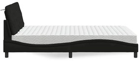 Cama com colchão 140x190 cm tecido preto