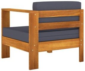7 pcs conj. lounge de jardim c/ almofadões cinza-escuro acácia