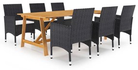 vidaXL 7 pcs conjunto de jantar para jardim preto