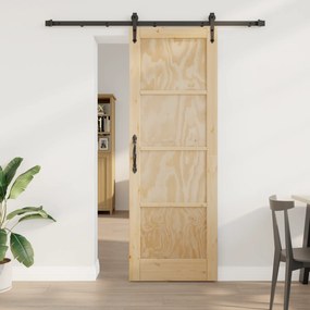 Porta Deslizante vidaXL com Conjunto de Ferragens 73.5x211 cm Madeira de Pinho Maciça