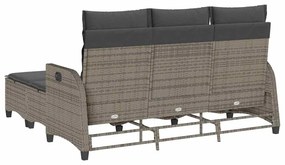 3 pcs conjunto sofás de jardim com almofadões em L vime PE