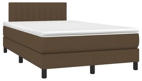 Cama box spring c/ colchão/LED 120x200cm tecido castanho-escuro