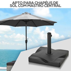 Base para Chapéu de Sol Quadrada Suporte para Chapéu de Sol para Mastros com Diámetro de 30mm 35mm e 38mm 41,5x41,5x35cm Preto