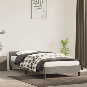 Estrutura de cama c/ cabeceira 80x200 cm veludo cinzento-claro