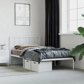 352522 vidaXL Estrutura de cama com cabeceira 90x200 cm metal branco