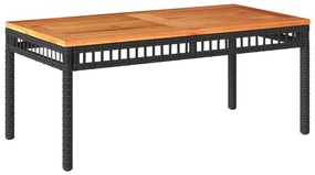 4 pcs conjunto lounge de jardim c/ almofadões vime PE preto