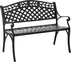 Outsunny Banco de 2 Lugares em Alumínio Banco de Jardim Metálico com Apoios de Braço Estilo Rústico Preto 102,5 x 61 x 84 cm | Aosom Portugal