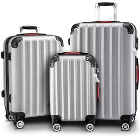 Conjunto de 3 malas viagem peças rígidas Baseline acessórios em ABS Prateadas