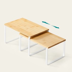 Conjunto de 2 Estante para cozinha, organizadores de cozinha preto-natural