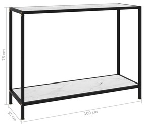 Mesa consola 100x35x75 cm vidro temperado branco