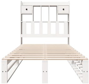 Cama com estante sem colchão 100x200 cm pinho maciço branco